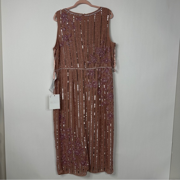 NWT Striped Floral Embellished Sleeveless Midi Dress Rose Sz 16 - Picture 5 of 11